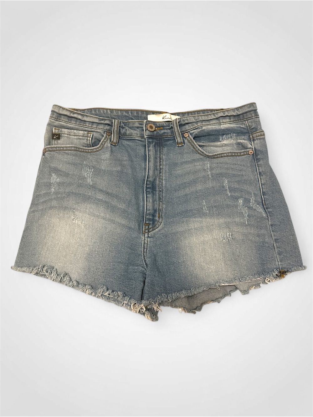 KanCan Light Blue Distressed Frayed Hem Jean Shorts